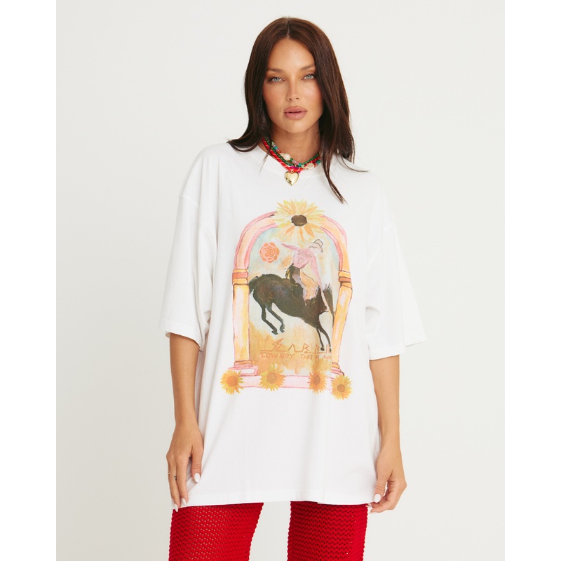 THE VERY OVERSIZED WILD FLOWER TEE – WHITE XXS