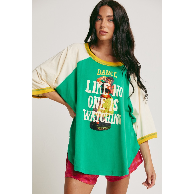 THE DANCE RAGLAN TEE – GREEN XXS
