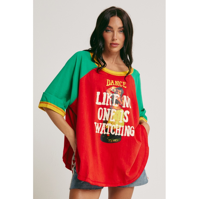 THE DANCE RAGLAN TEE – RED XXS