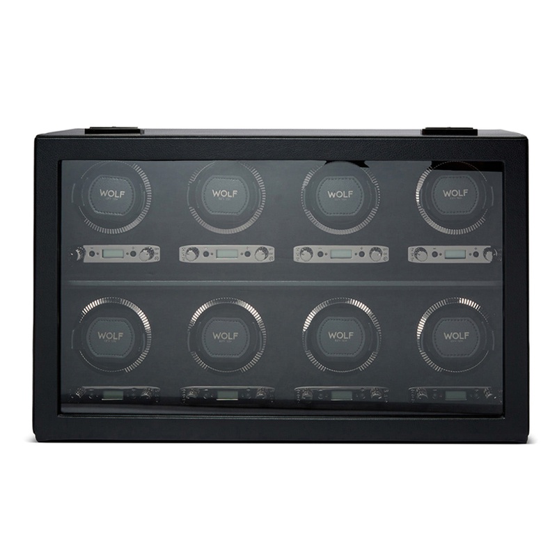 Wolf British Racing 8 Piece Watch Winder Black