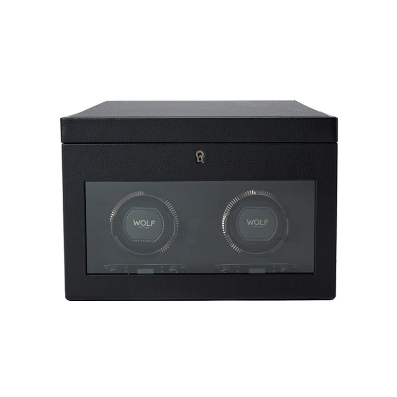 Wolf British Racing Double Watch Winder with Storage Black