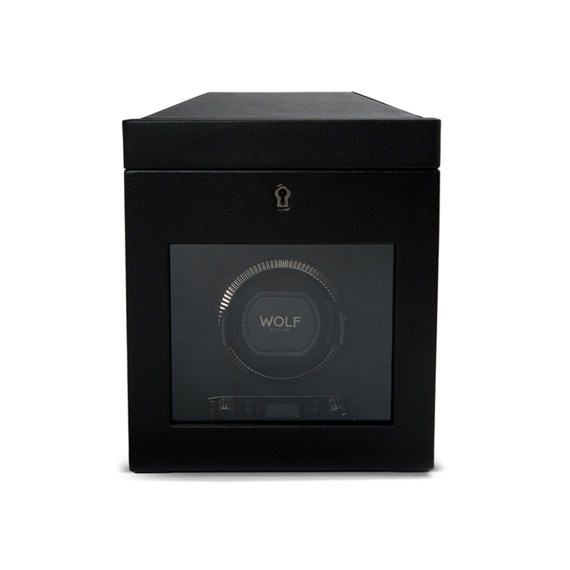 Wolf British Racing Single Watch Winder with Storage Black