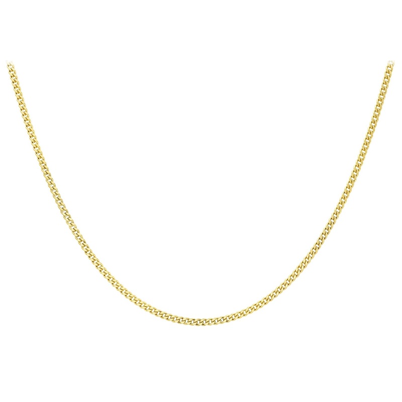 9ct Yellow Gold 30 Diamond Cut Adjustable Curb Chain 41cm-46cm