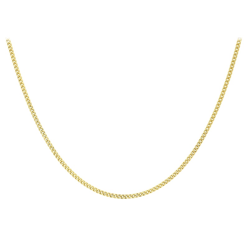 9ct Yellow Gold 30 Diamond Cut Adjustable Curb Chain 46cm-51cm