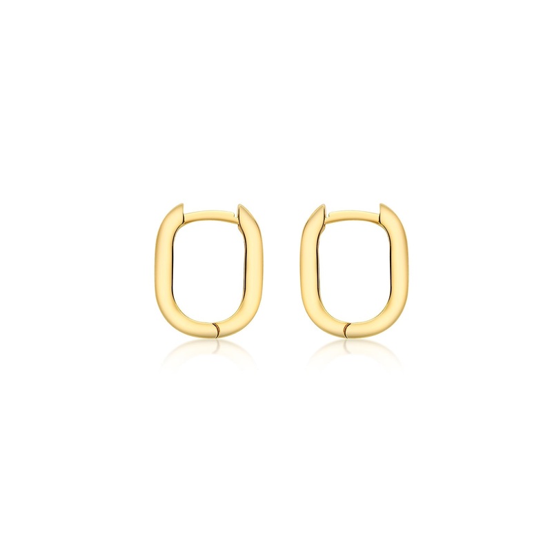 9ct Yellow Gold Small Rectangle Creole Earrings 13.5mm