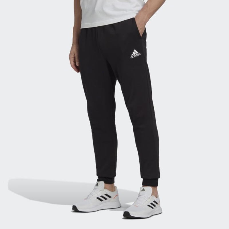 Essentials Fleece Regular Tapered Pants BLACK/WHITE S