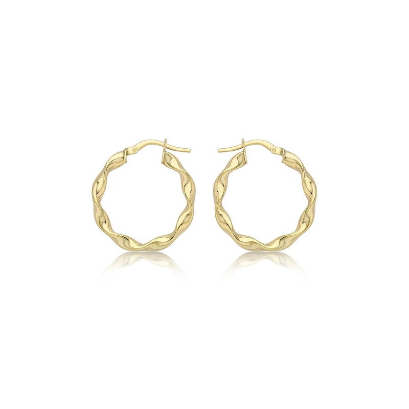 9ct Yellow Gold 22.5mm Twist Hoop Creole Earrings
