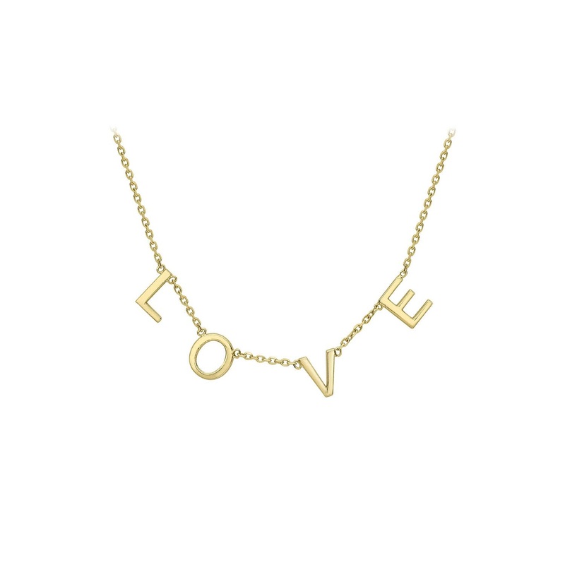 9ct Yellow Gold 5mm ‘Love’ Adjustable Necklace 38cm-43cm