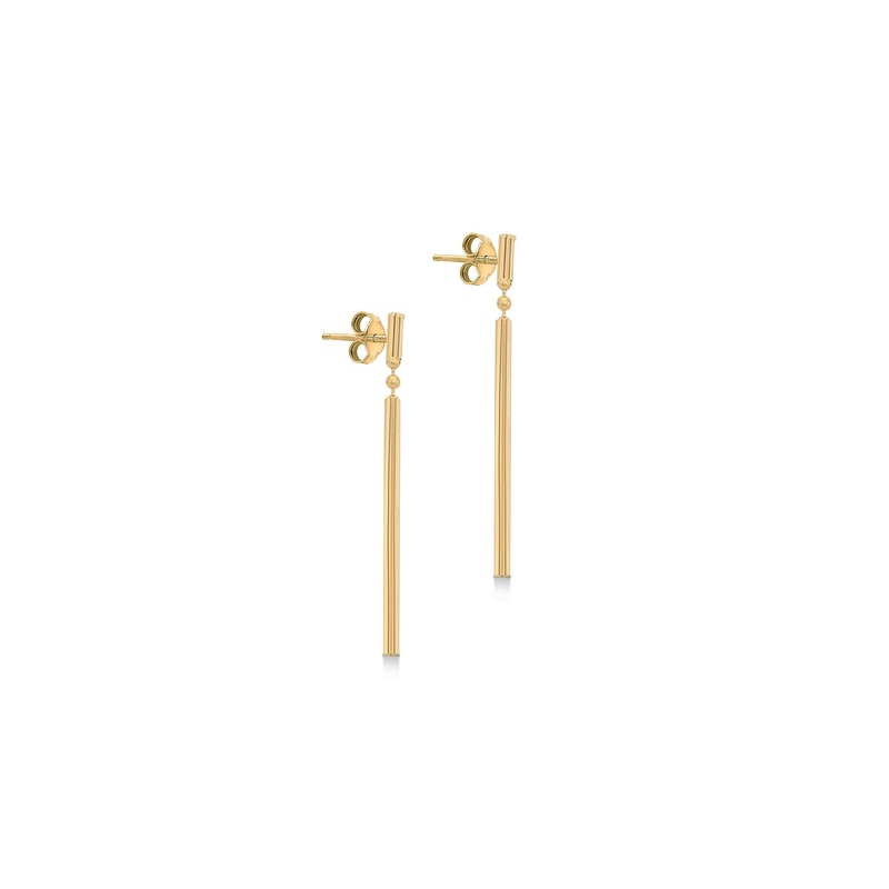 9ct Yellow Gold Round Bar Drop Earrings 41mm