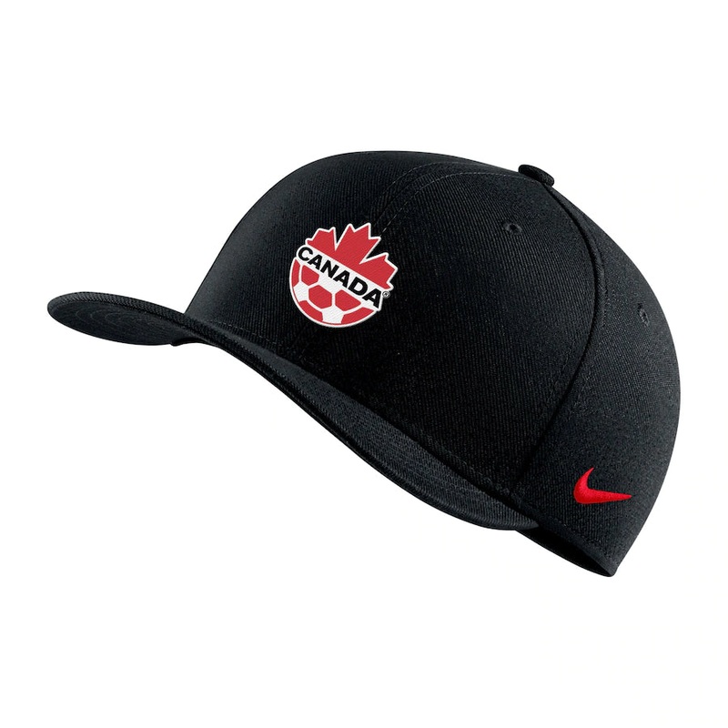 Men’s Canada Soccer Primary Logo Swoosh Performance Flex Hat BLACK