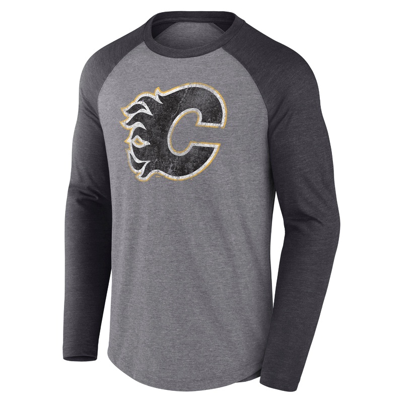 NHL TRI-BLEND RAGLAN LONG SLEEVE T-SHIRT – CALGARY FLAMES M