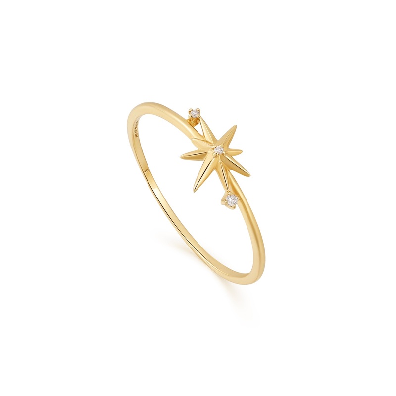 Ania Haie 14ct Gold Star Diamond Ring 50