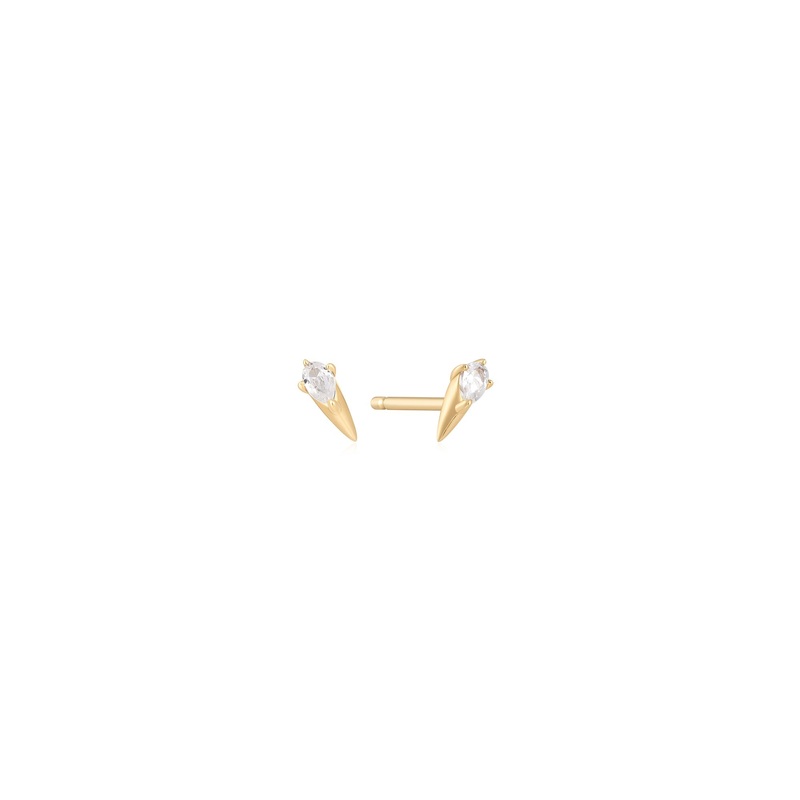 Ania Haie 14ct Gold White Sapphire Spike Stud Earrings