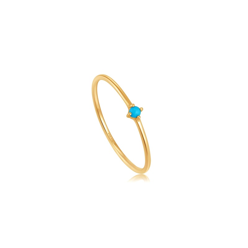 Ania Haie 14ct Gold Turquoise Stone Ring 52