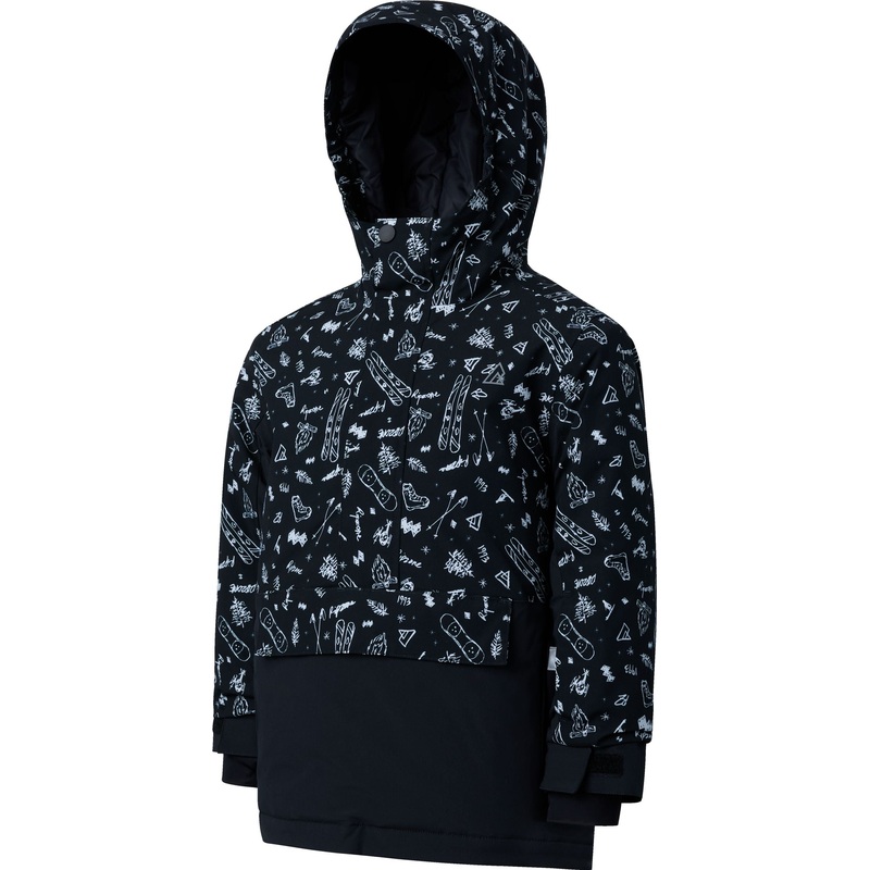 Ripzone Kids’ Pinnacles Insulated Anorak Jacket BLACK SKIDOODLE XS