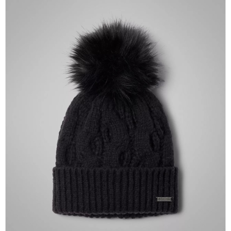 Columbia Women’s Boundless Days Cable Knit Pom Beanie BLACK