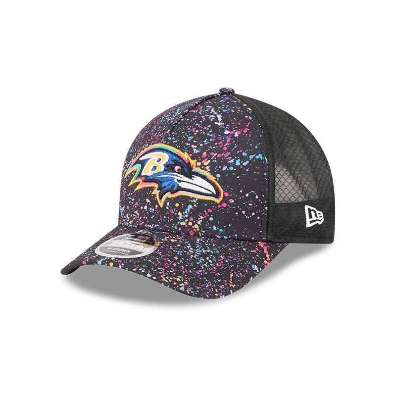 New Era Baltimore Ravens 2025 Crucial Catch 9FORTY M-Crown A-Frame Trucker Hat OS