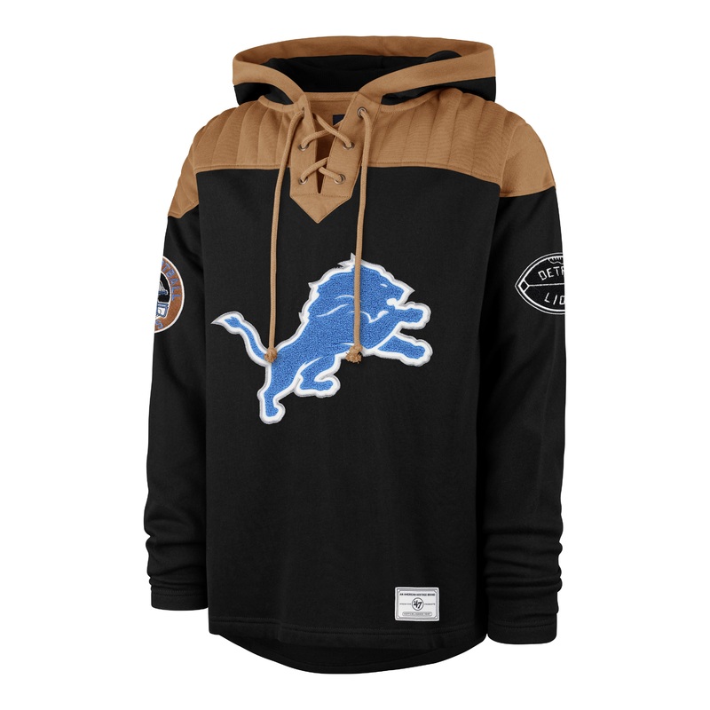 47 Brand Detroit Lions Golden Age Wingback Lacer Hoodie BLACK L