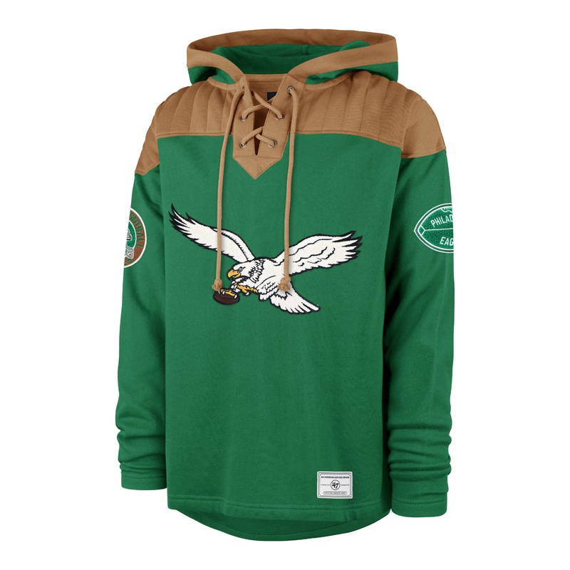 47 Brand Philadelphia Eagles Golden Age Wingback Lacer Hoodie GREEN M