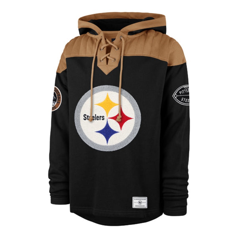 47 Brand Pittsburgh Steelers Golden Age Wingback Lacer Hoodie BLACK L