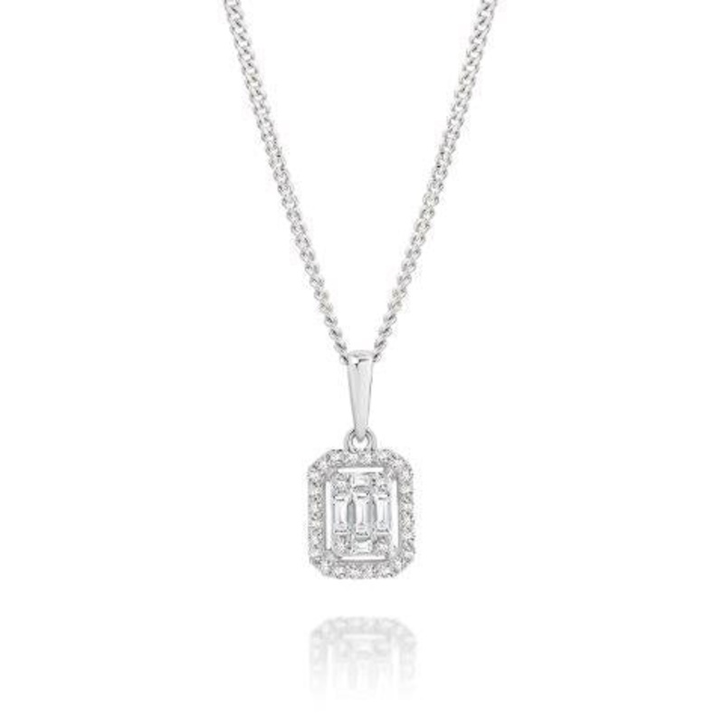 9ct White Gold 0.18ct Diamond Pendant