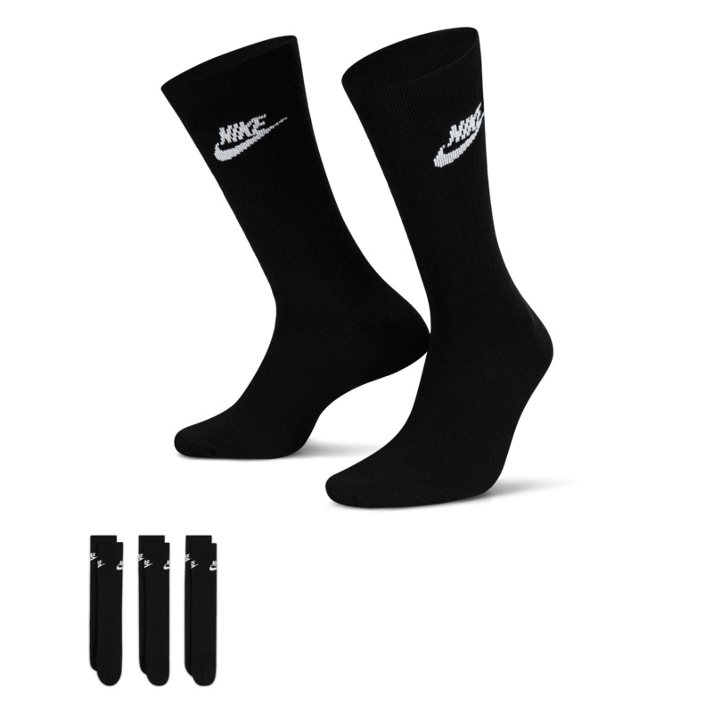 Everyday Essential Crew Socks 3 Pack BLACK S