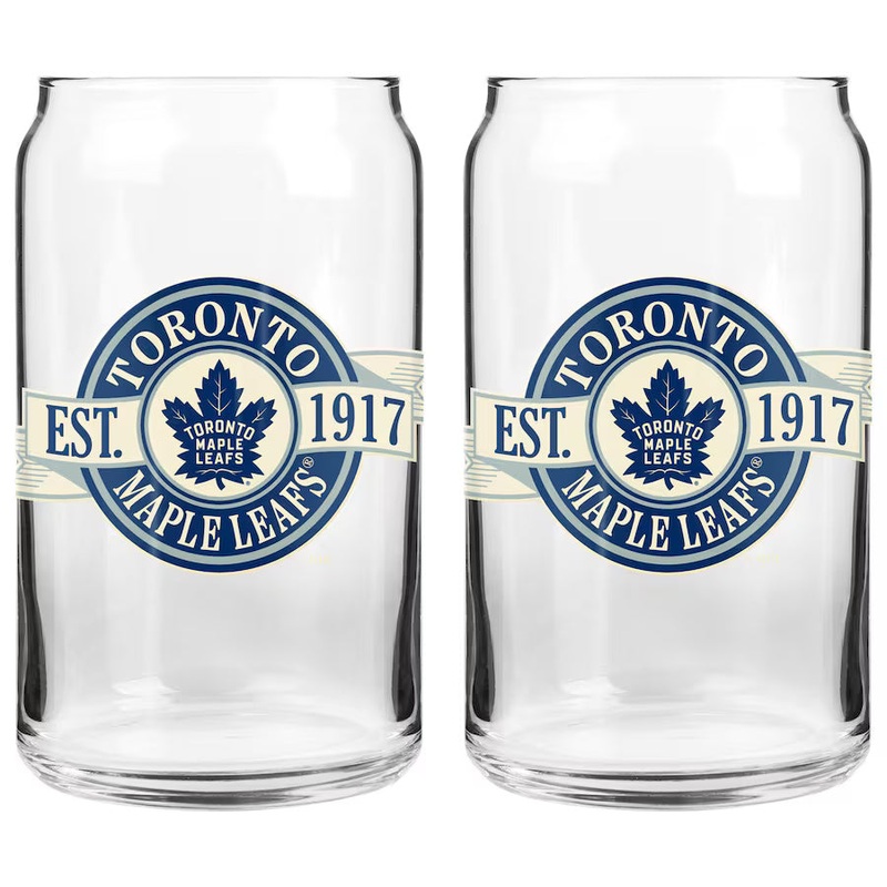 The Sports Vault NHL Toronto Maple Leafs 2 Pack Banner Glass Set 16oz