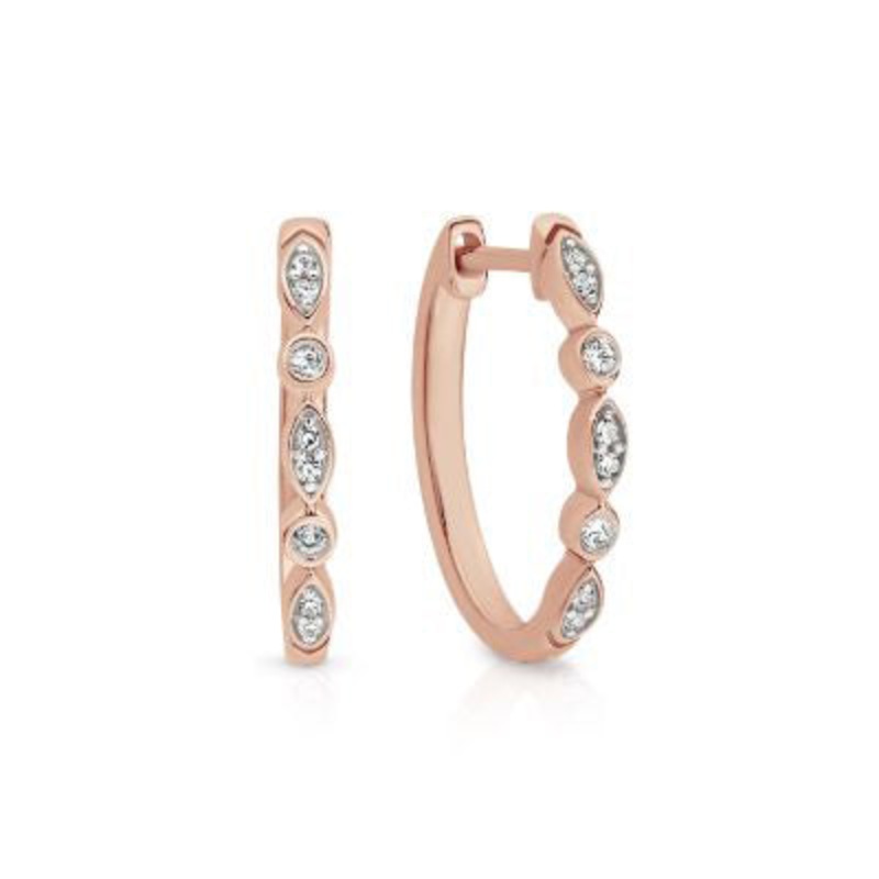 9ct Rose Gold 0.10ct Vintage Inspired Huggie Earrings