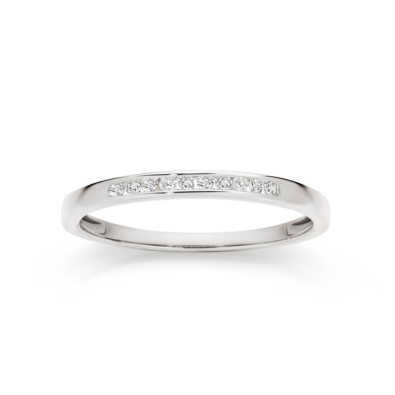 9ct White Gold 0.10ct Channel Set Diamond Wedding Band