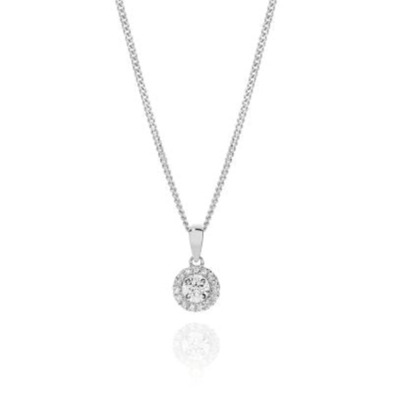 9ct White Gold 0.11ct Diamond Halo Pendant