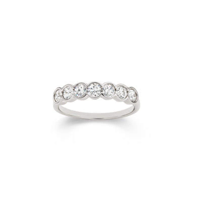 9ct White Gold 1.00ct Diamond 7-Stone Bezel Set Ring