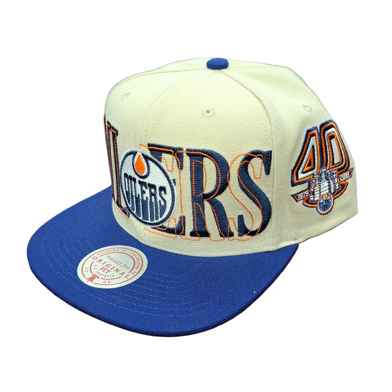Mitchell & Ness Men’s NHL Edmonton Oilers Across The Board Flatbrim Snapback Hat