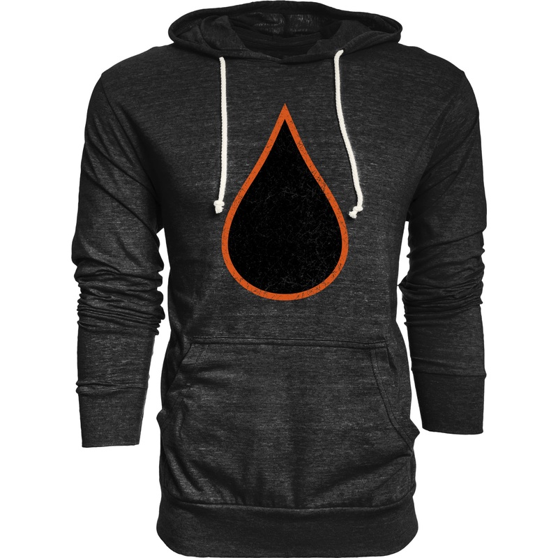 Oil Drop Senior Tri-Blend Hooded Long Sleeve Shirt Black X-Small