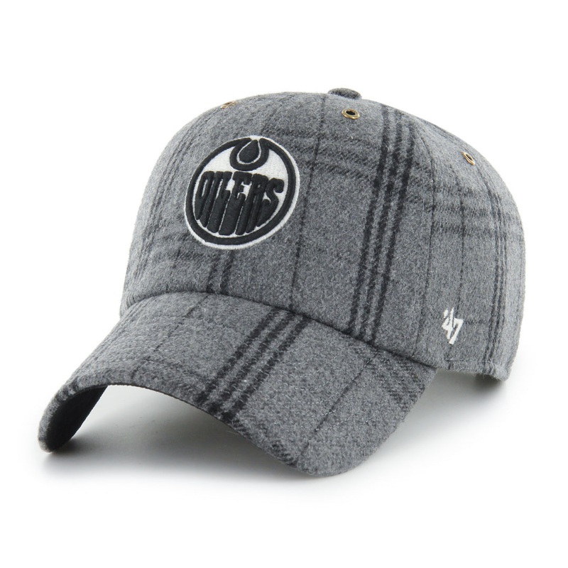 ’47 Brand Men’s NHL Edmonton Oilers Windowpane Plaid Clean-Up Wool Blend Hat
