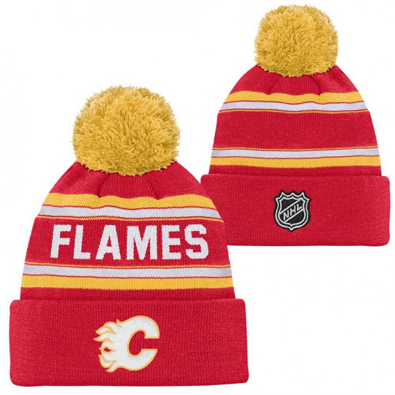 Kids NHL Jacquard Cuff Pom CALGARY FLAMES