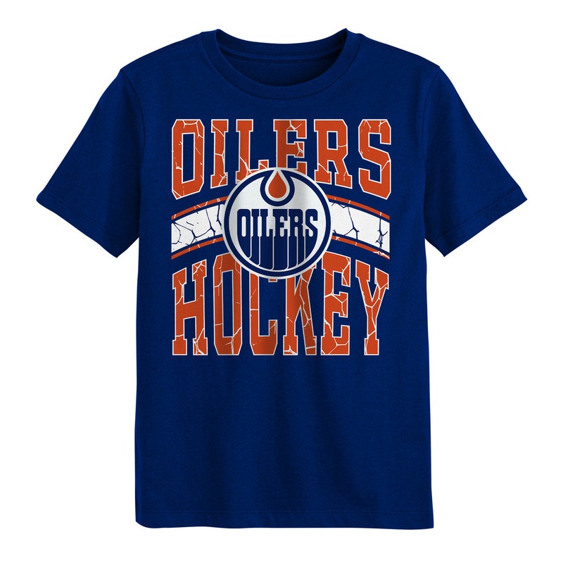 NHL Branded Kids Edmonton Oilers Ice Crack T-Shirt Blue 4
