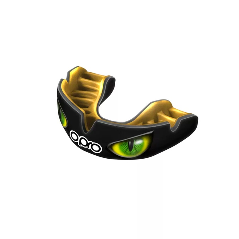 OPRO Self Fit Aggressive Mouthguard Black/Gold/Green