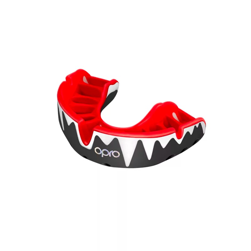 OPRO Self Fit Mouthguard Platinum Fangz Senior Black/Red/White