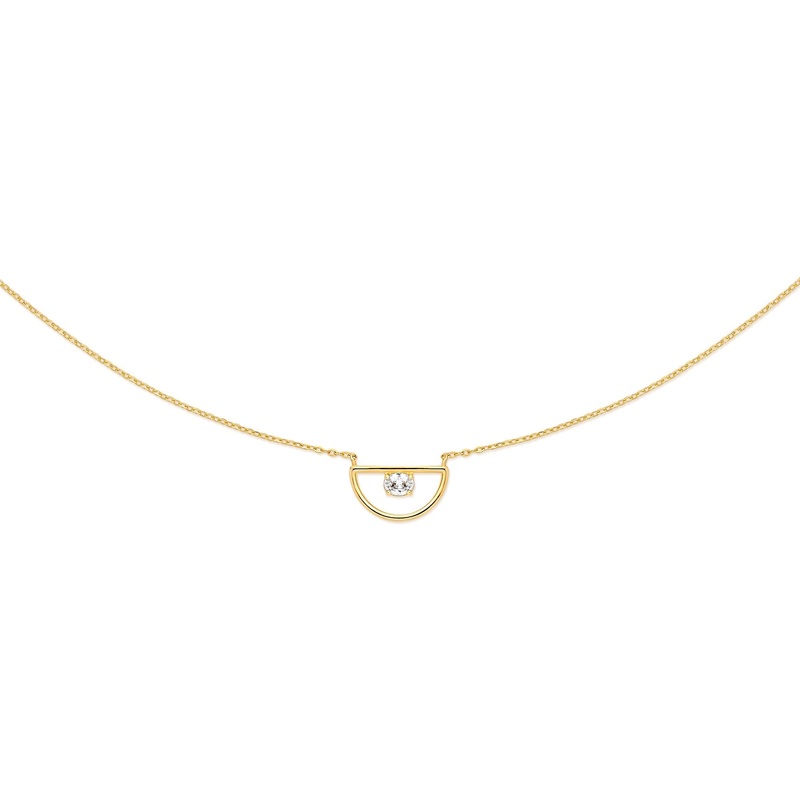 9ct claw set cubic zirconia half circle necklet
