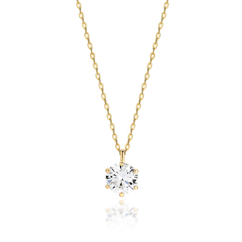9ct claw set cubic zirconia necklet