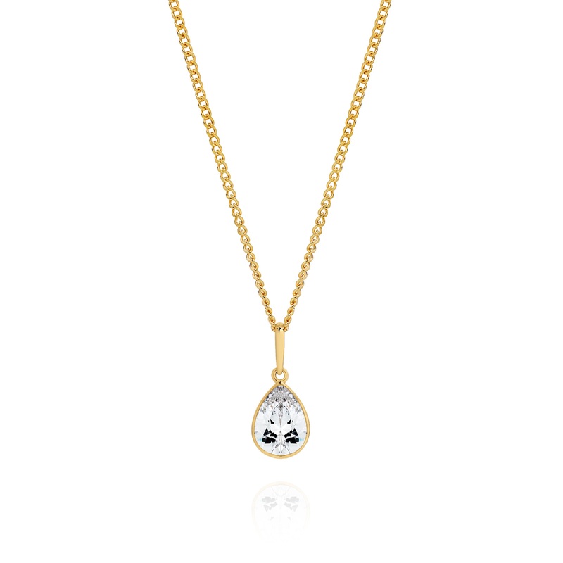 9ct cubic zirconia pear bezel pendant