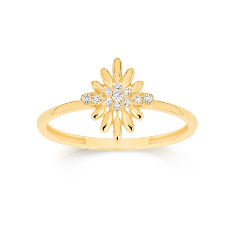 9ct cubic zirconia polished petal ring