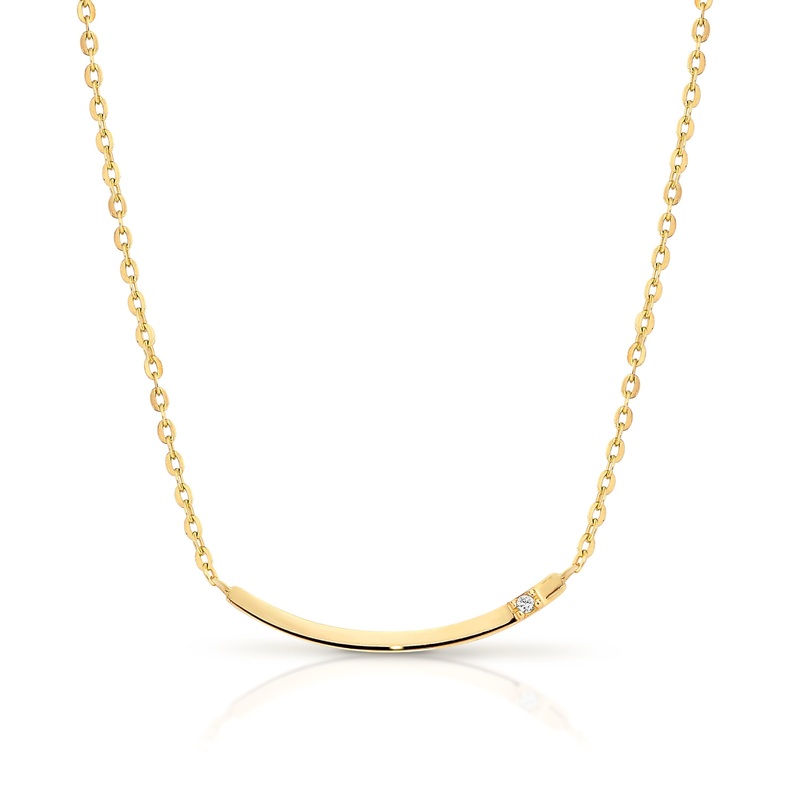 9ct curve bar necklet with cubic zirconia