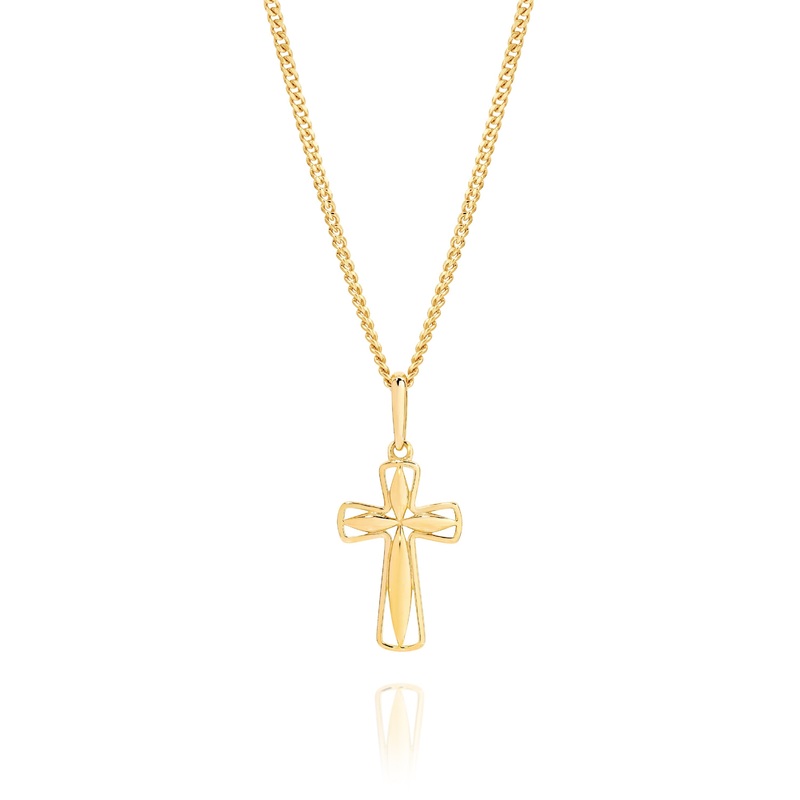 9ct cut out cross pendant