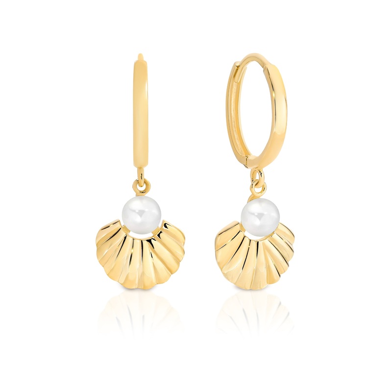 9ct pearl shell huggies