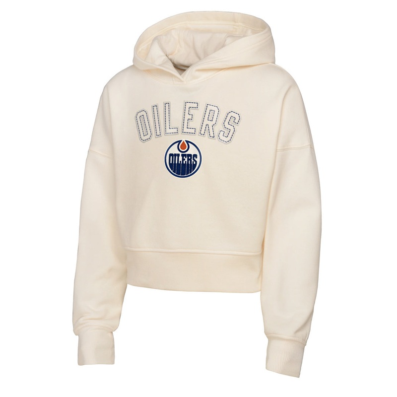 NHL Branded Girl’s Edmonton Oilers Blitz Cropped Hoodie White Small