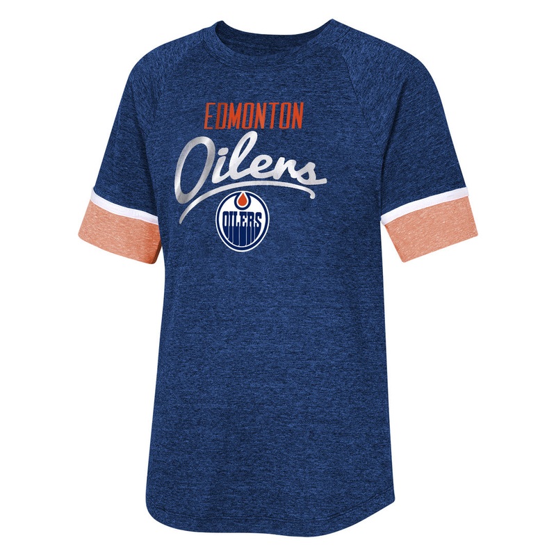 NHL Branded Girl’s Edmonton Oilers Conqueress T-Shirt Blue Small
