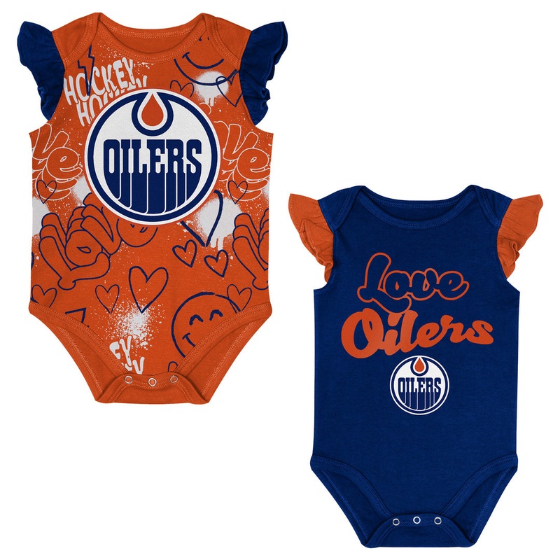 NHL Branded Infant Edmonton Oilers Team Star 2-Pack Creeper Set Multi 12M
