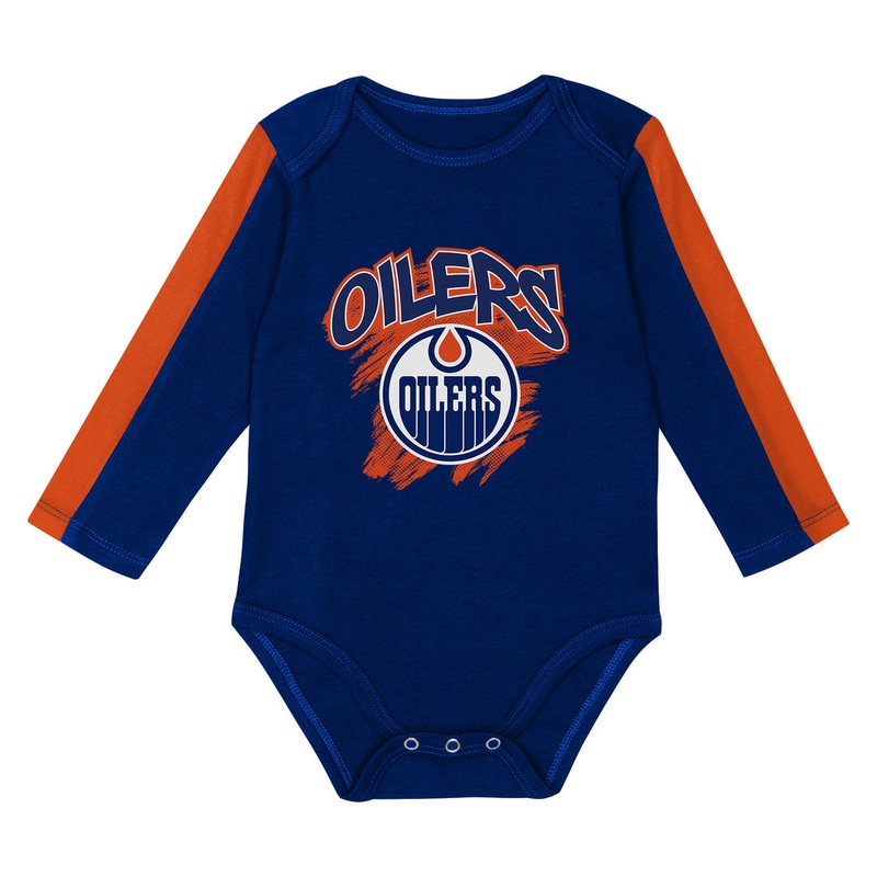 NHL Branded Infant Edmonton Oilers Wildcard Creeper & Pant Combo 3-Pack Set Multi 12M