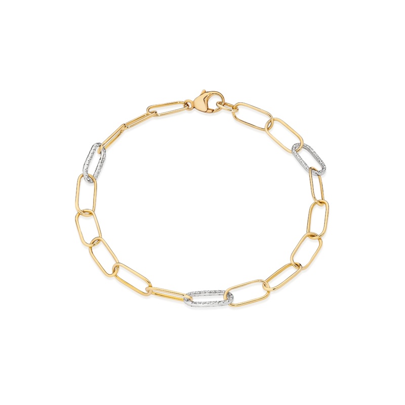 9ct 0.15ct diamond paperclip bracelet